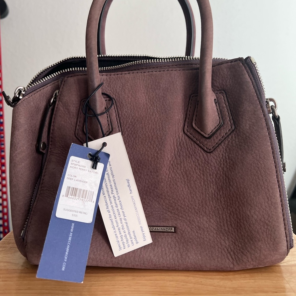 Rebecca Minkoff Micro Perry Satchel in color deep lavender